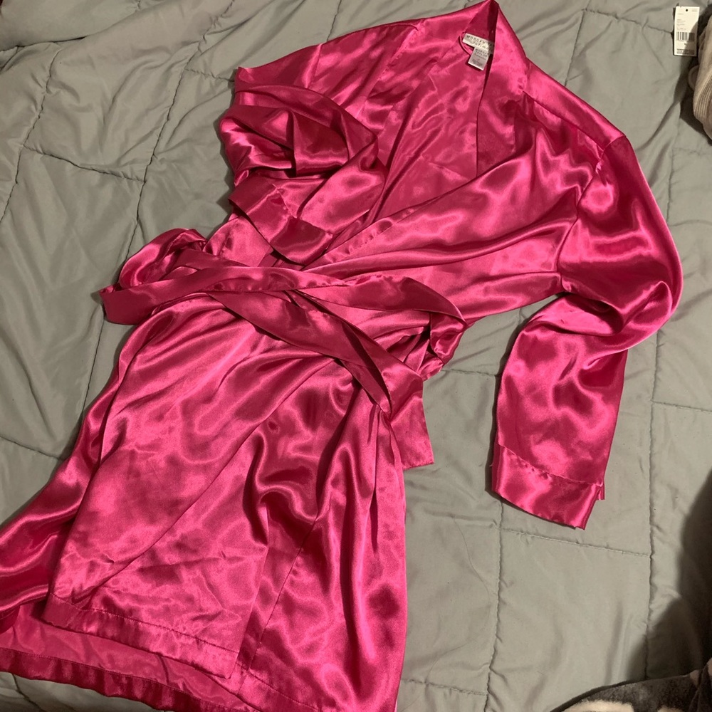 Hot Pink Satin Robe Large